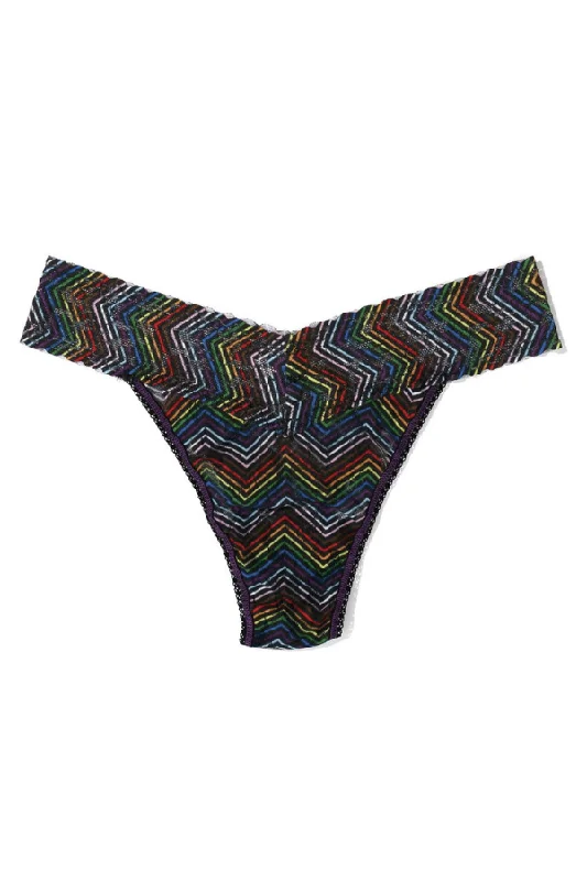 Printed Signature Lace Original Rise Thong - Multi-Color