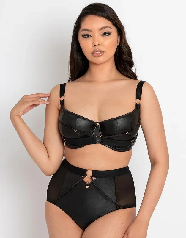 Scantilly Harnessed Padded Half Cup Bra Black