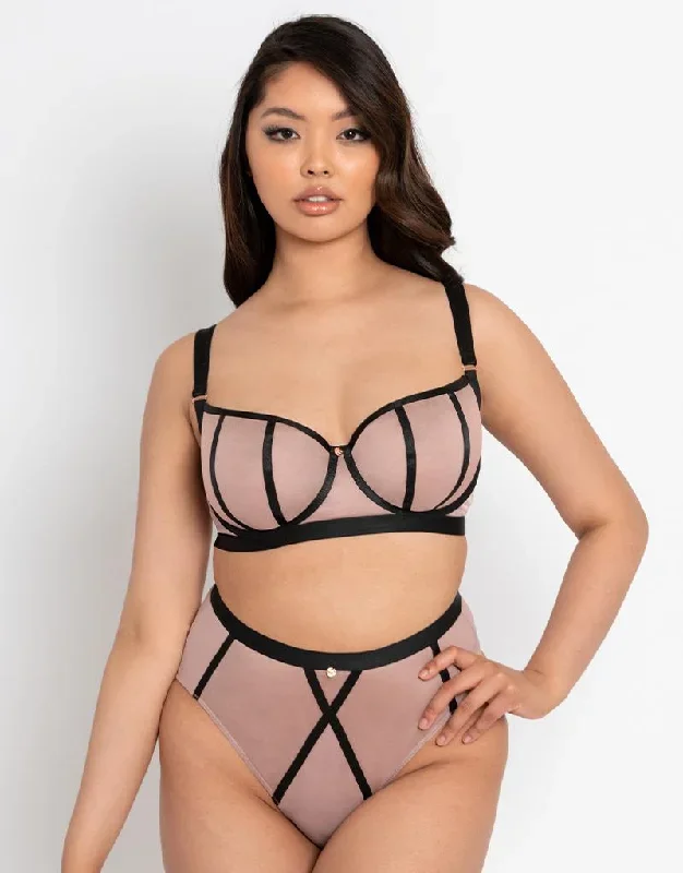 Scantilly Sheer Chic Balcony Bra Black/Mink