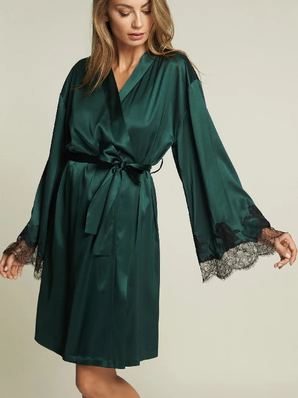 Victoria Mini Robe in Dark Green/Black