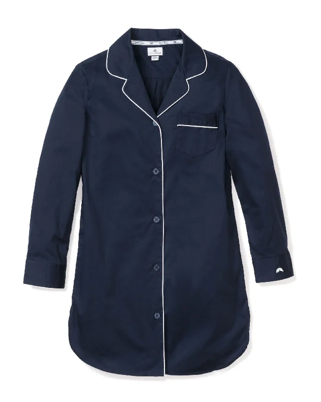 Women's Twill Nightshirt in Navy